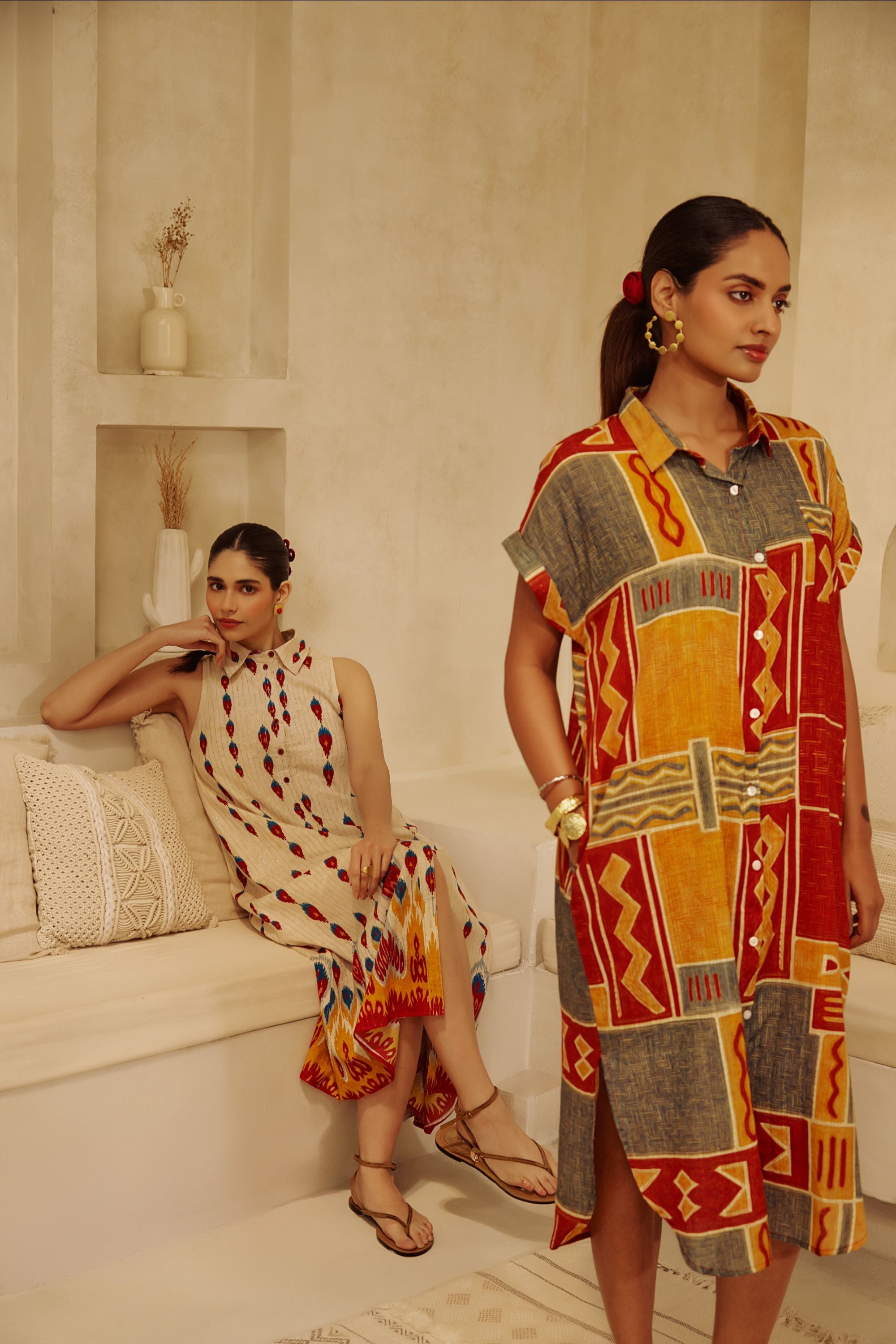 Patch Print Look Shirt Dress.