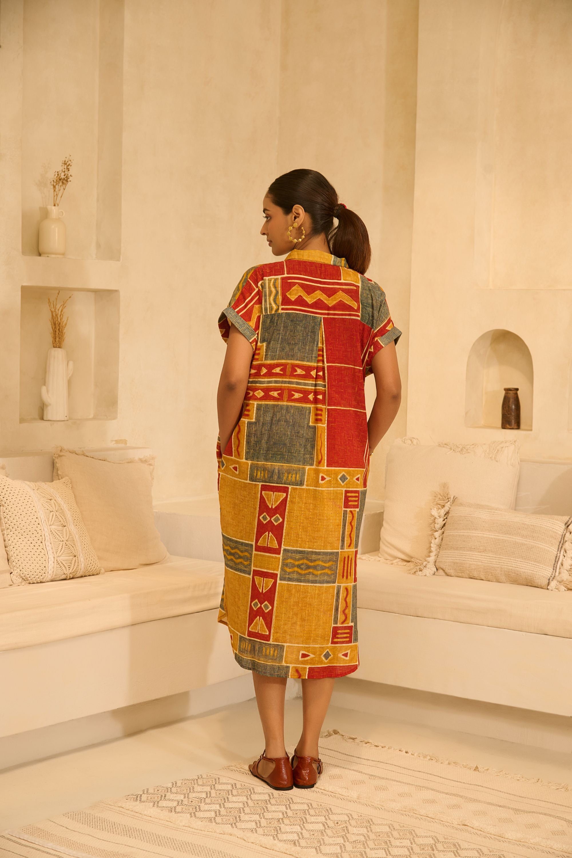 Patch Print Look Shirt Dress.