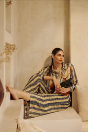 The Artisanal Striped Button-Down & 
Wide-Leg Trouser Duo.