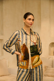 The Artisanal Striped Button-Down & 
Wide-Leg Trouser Duo.