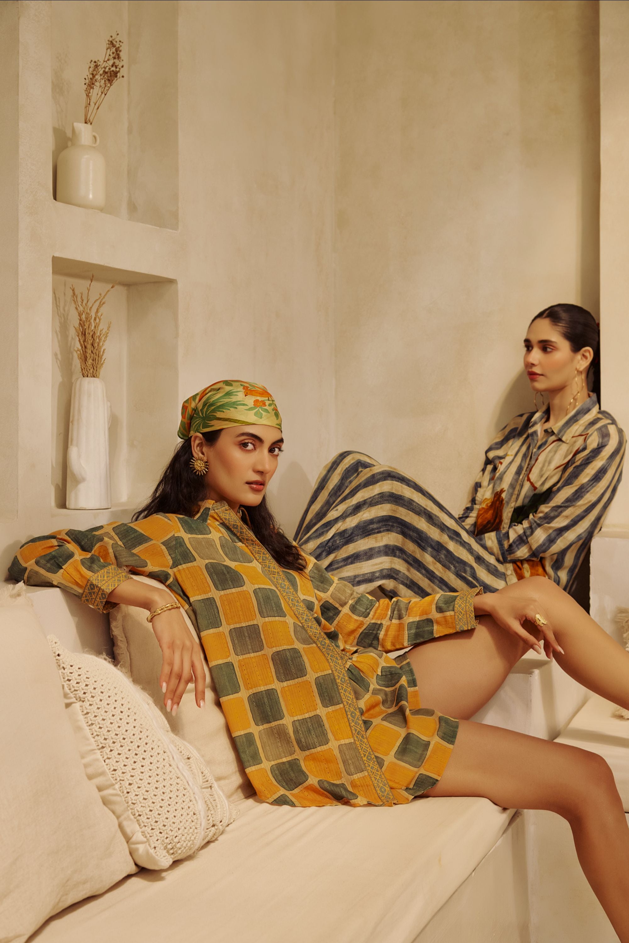 Mustard & Olive Checkered Co-ord Set .