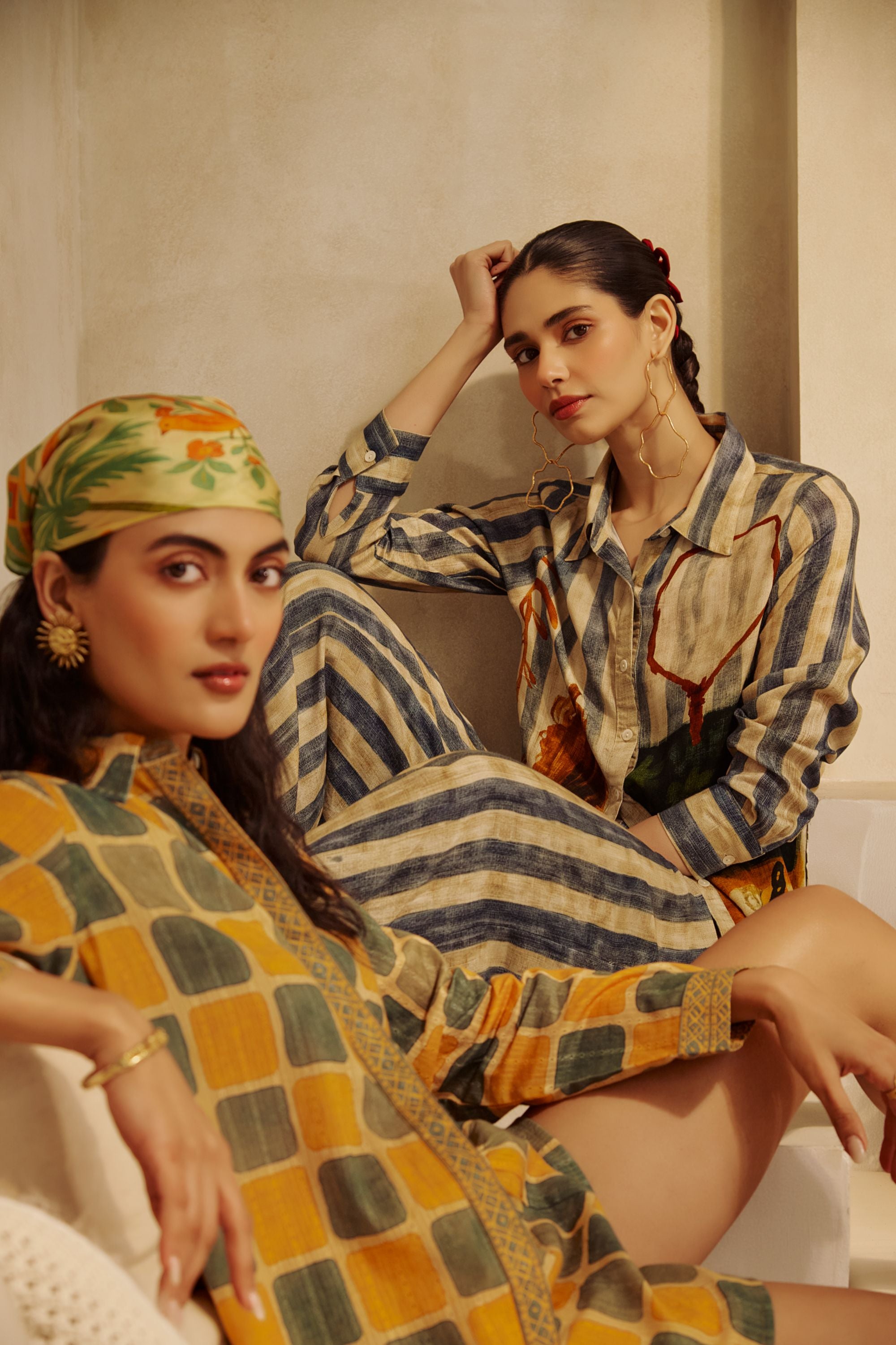 Mustard & Olive Checkered Co-ord Set .