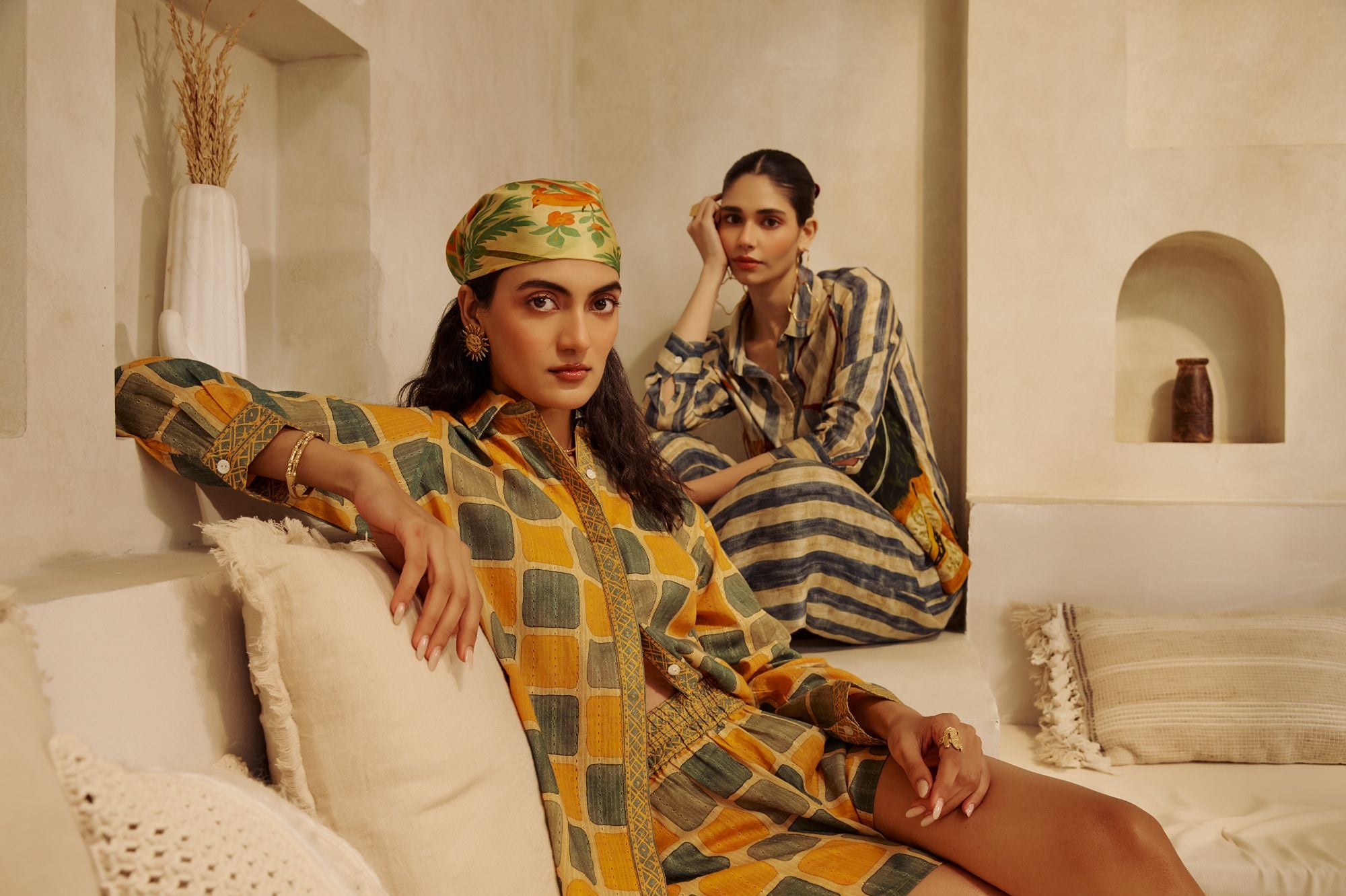 Mustard & Olive Checkered Co-ord Set .