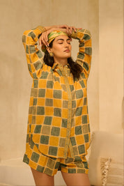 Mustard & Olive Checkered Co-ord Set .