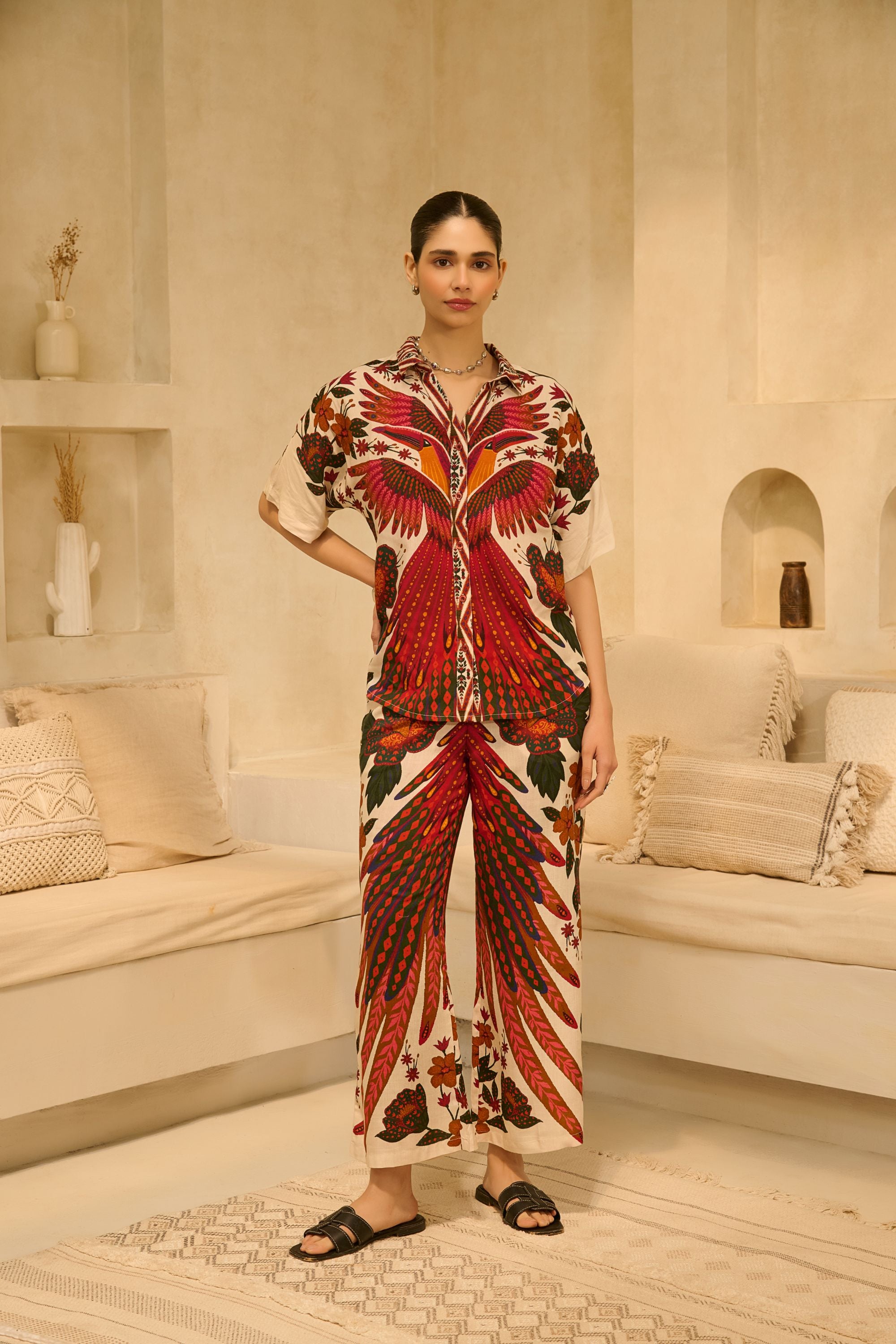 Desert Oasis Symmetrical 
Bird Print Lounge Set.