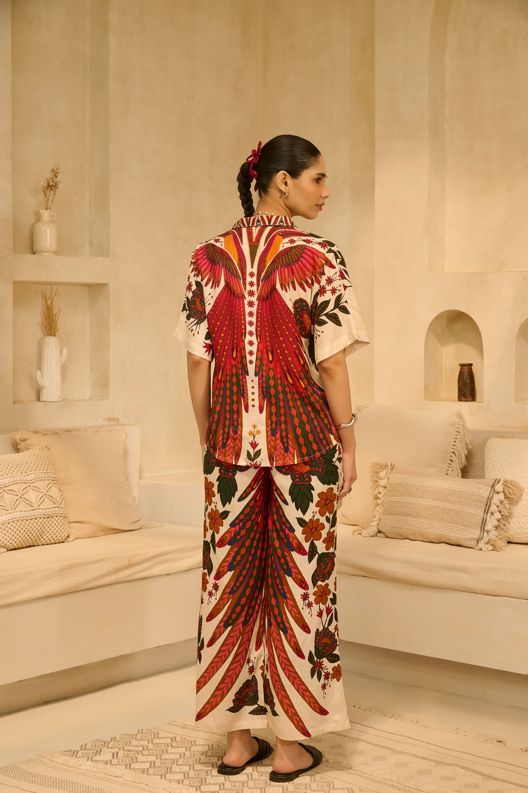 Desert Oasis Symmetrical 
Bird Print Lounge Set.