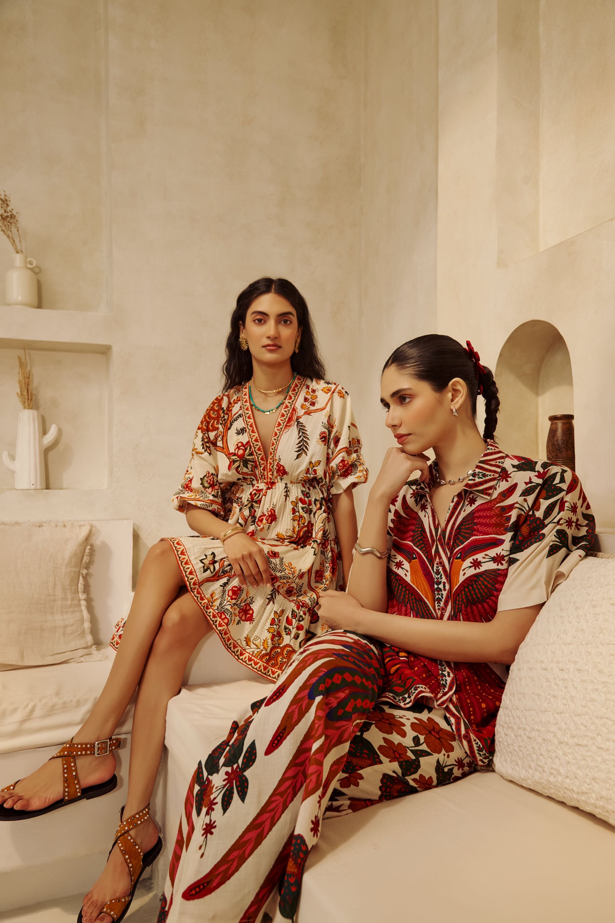 Elegance with the Floral Artisan Mini Dress.