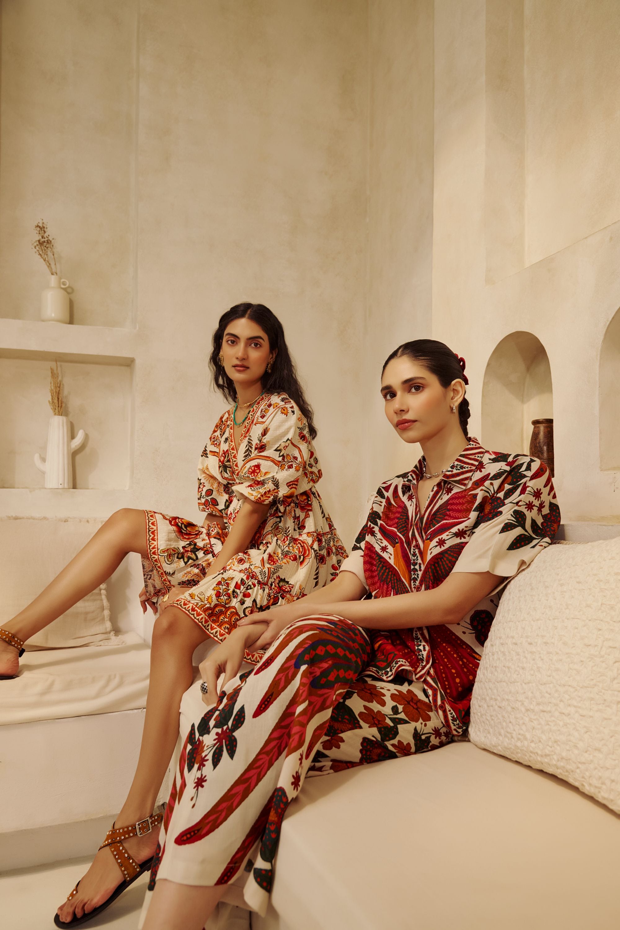 Elegance with the Floral Artisan Mini Dress.