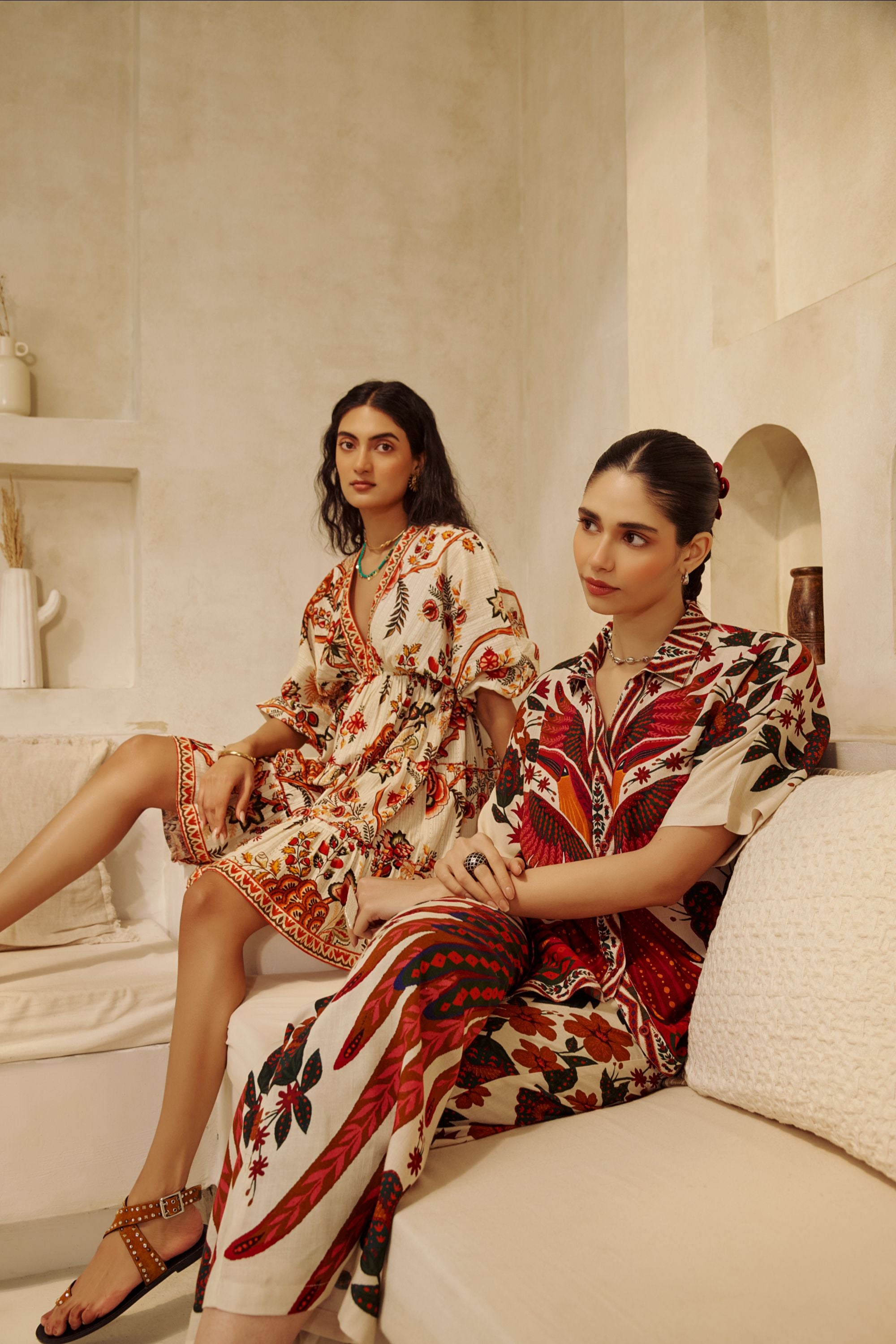 Desert Oasis Symmetrical 
Bird Print Lounge Set.