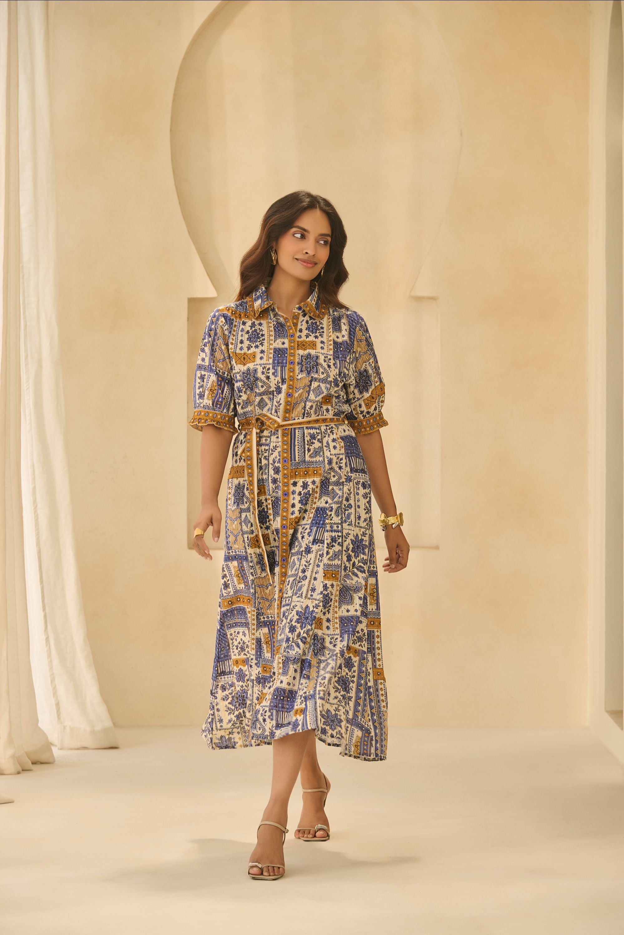 Indigo Heritage Midi Dress