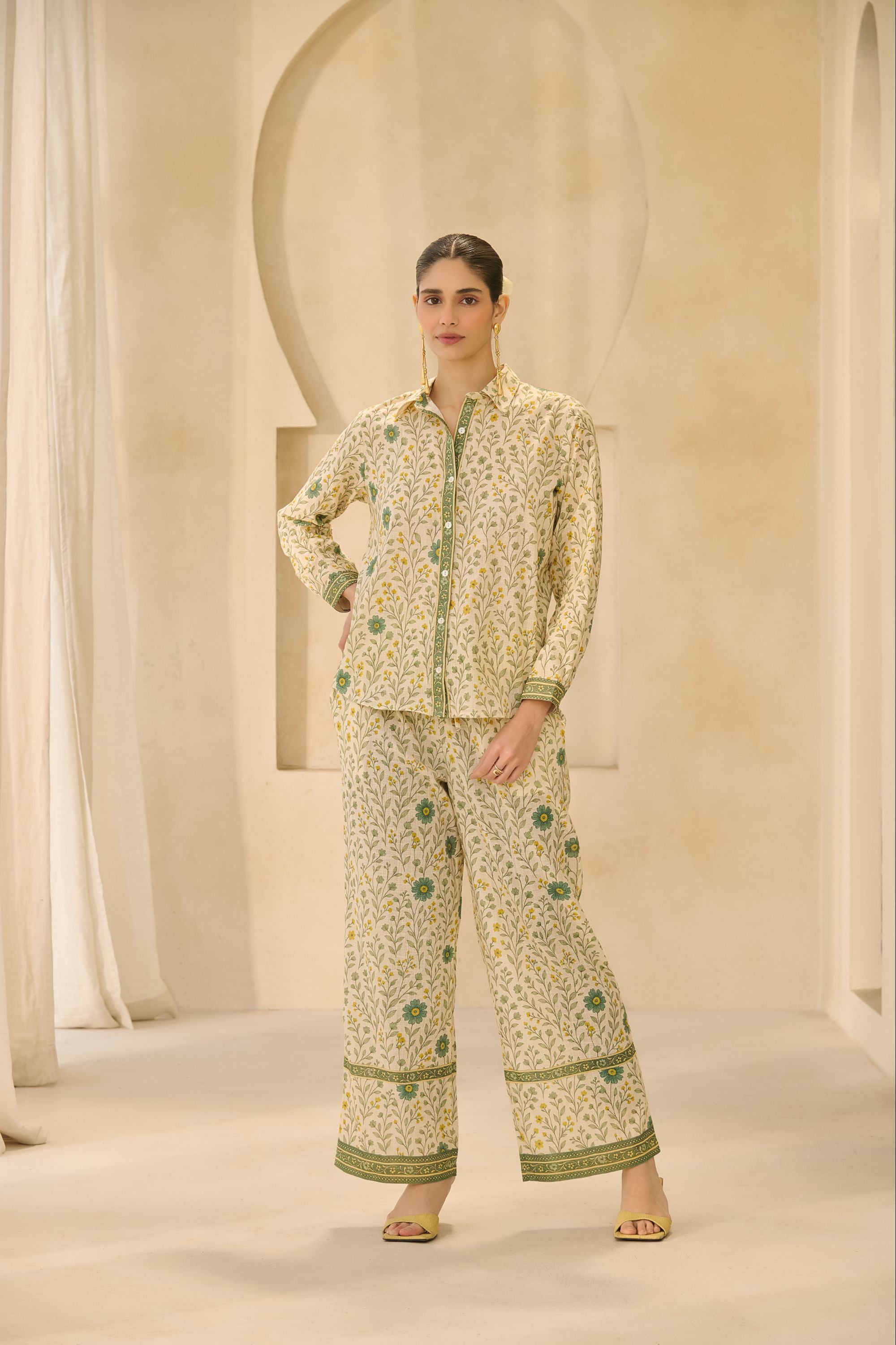 Green Floral Printed Co-ord Set.