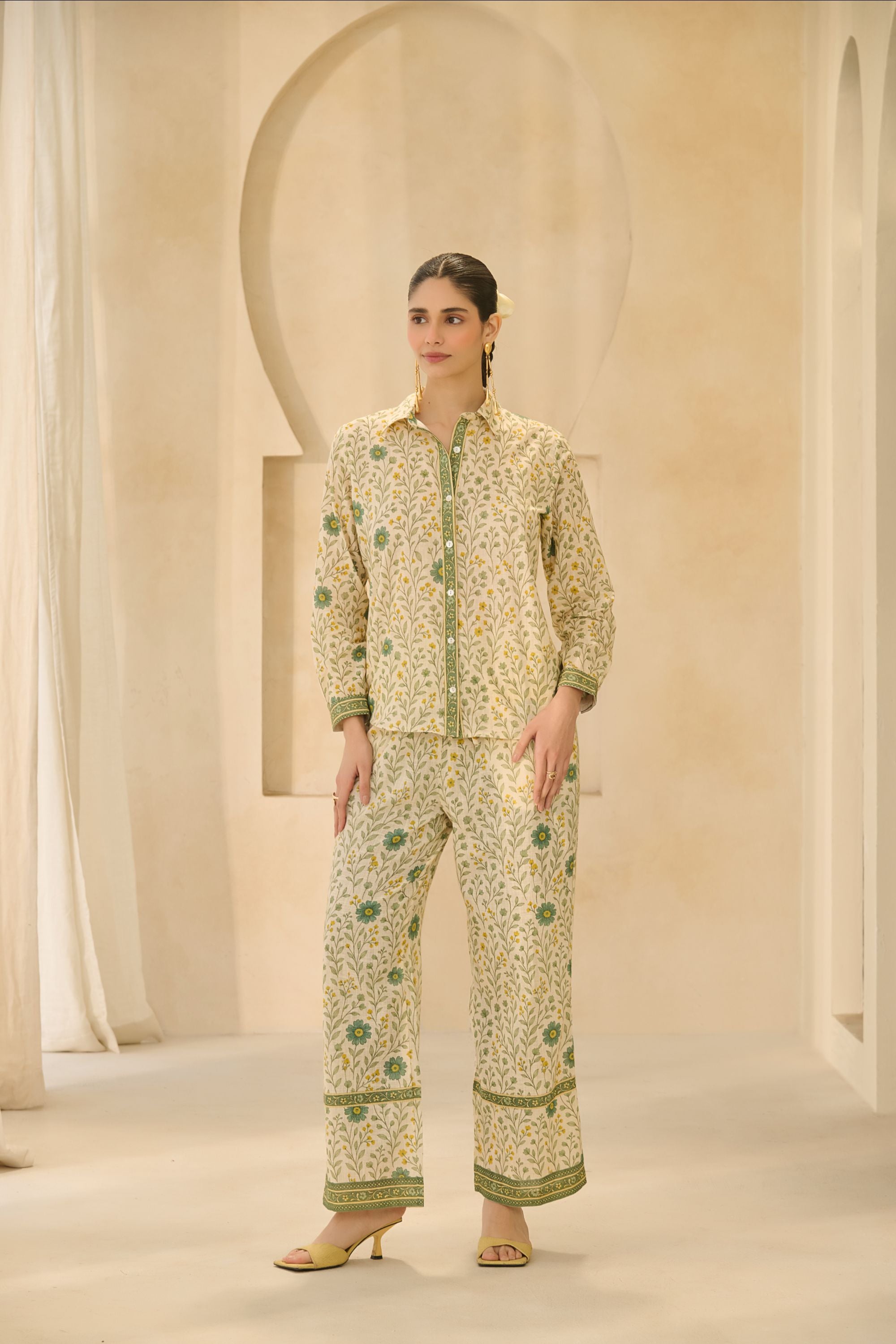 Green Floral Printed Co-ord Set.