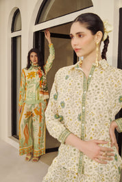 Printed Button-Down Co-ord with Border Detail.