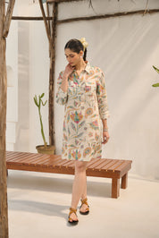 Vintage Floral Utility Shirt Dress.