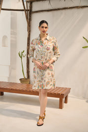 Vintage Floral Utility Shirt Dress.