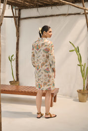Vintage Floral Utility Shirt Dress.