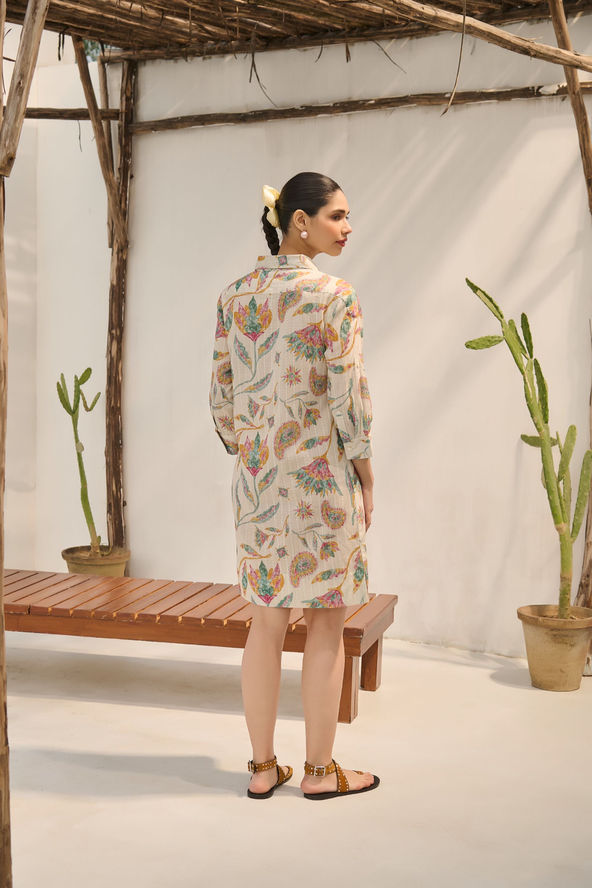 Vintage Floral Utility Shirt Dress.