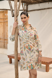 Vintage Floral Utility Shirt Dress.