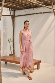 The Floral-Bordered Striped Cotton Maxi.