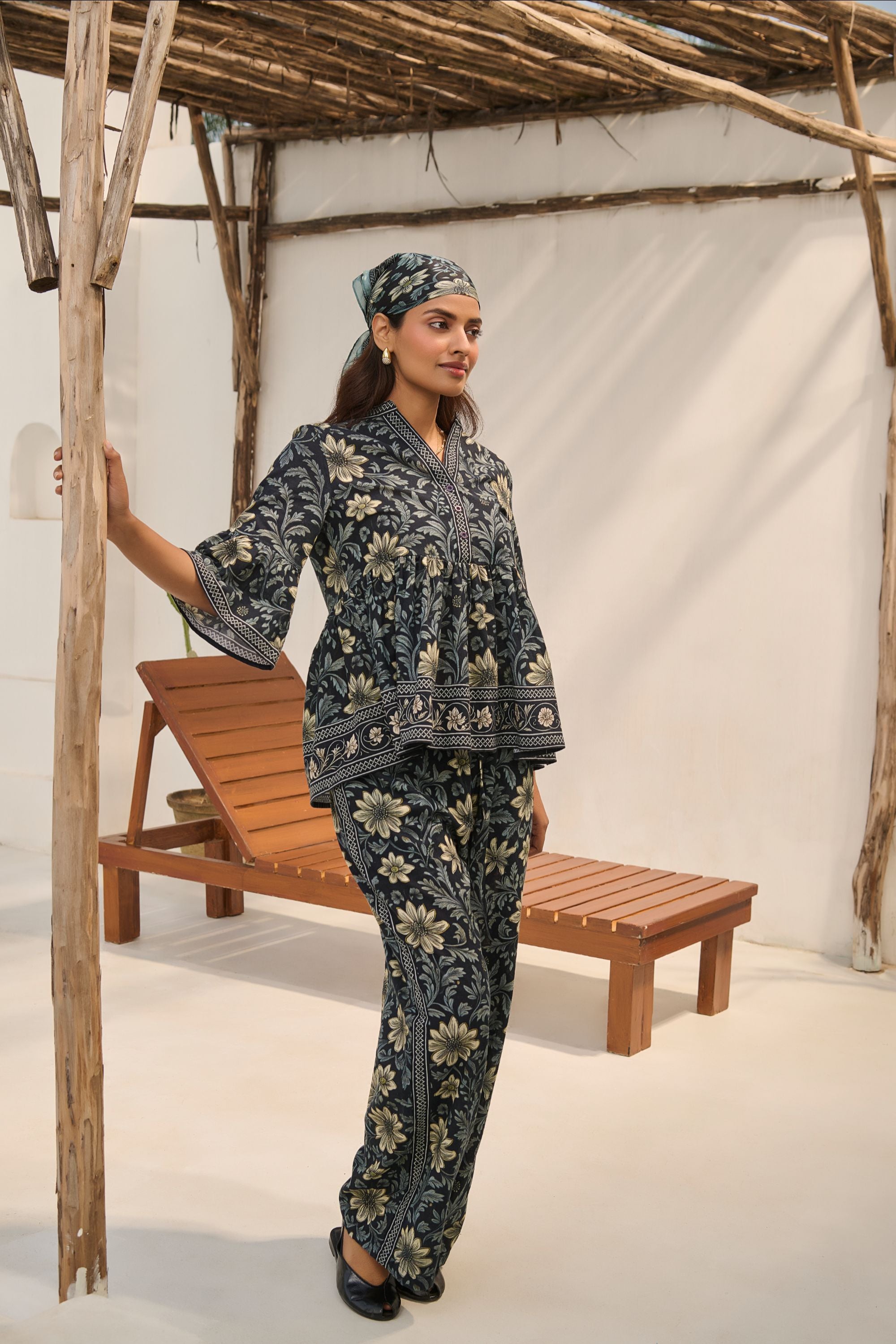 "Secret Garden" Floral Print 
 Top and Trousers Set.