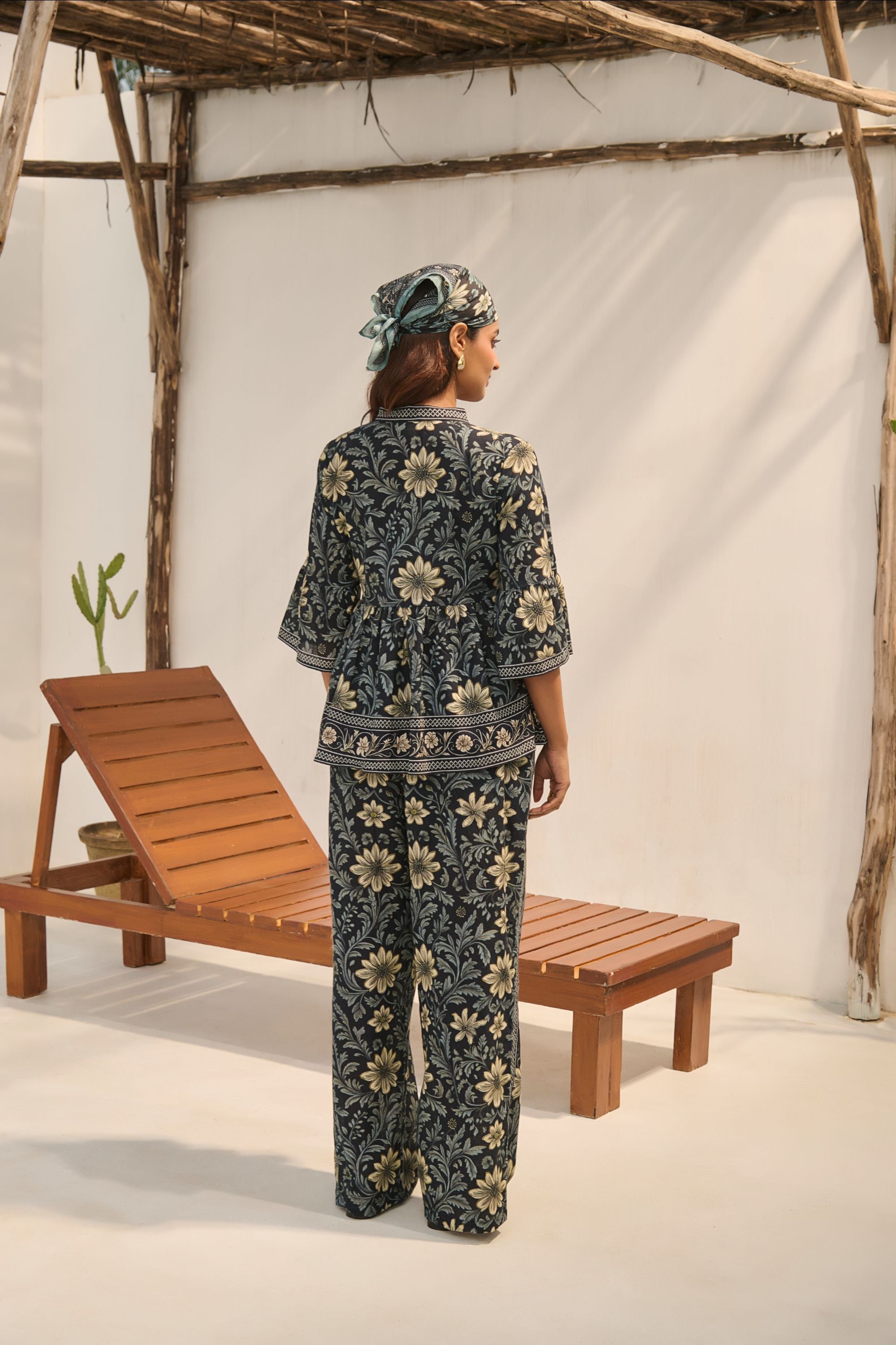 "Secret Garden" Floral Print 
 Top and Trousers Set.