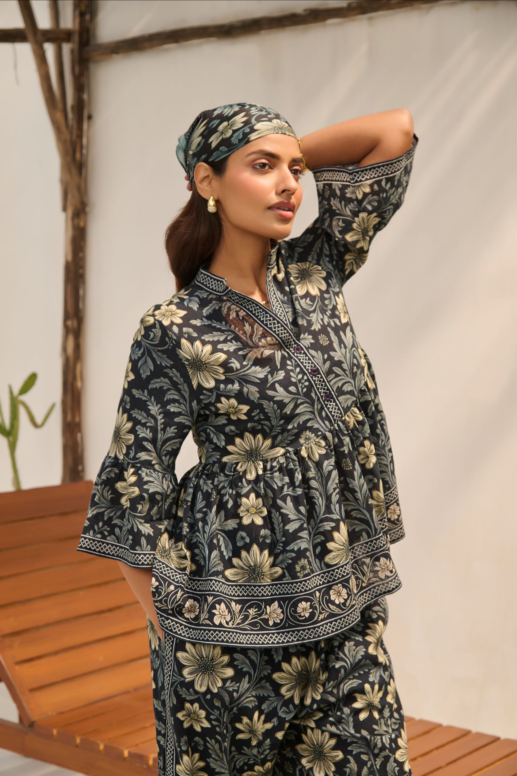 "Secret Garden" Floral Print 
 Top and Trousers Set.