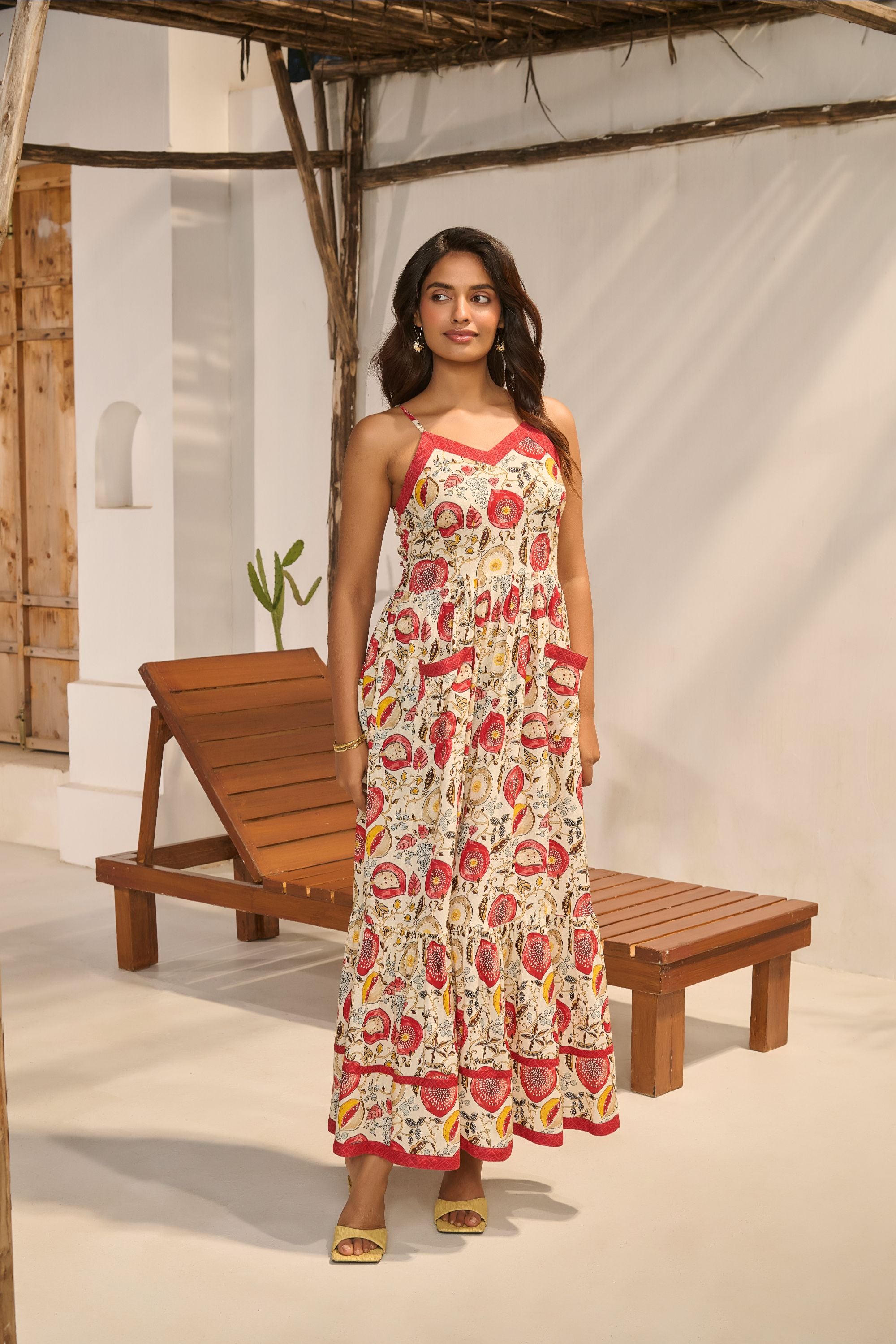 Summer Garden Tiered Sundress with Contrast Piping