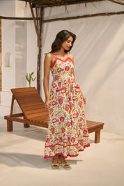 Summer Garden Tiered Sundress with Contrast Piping