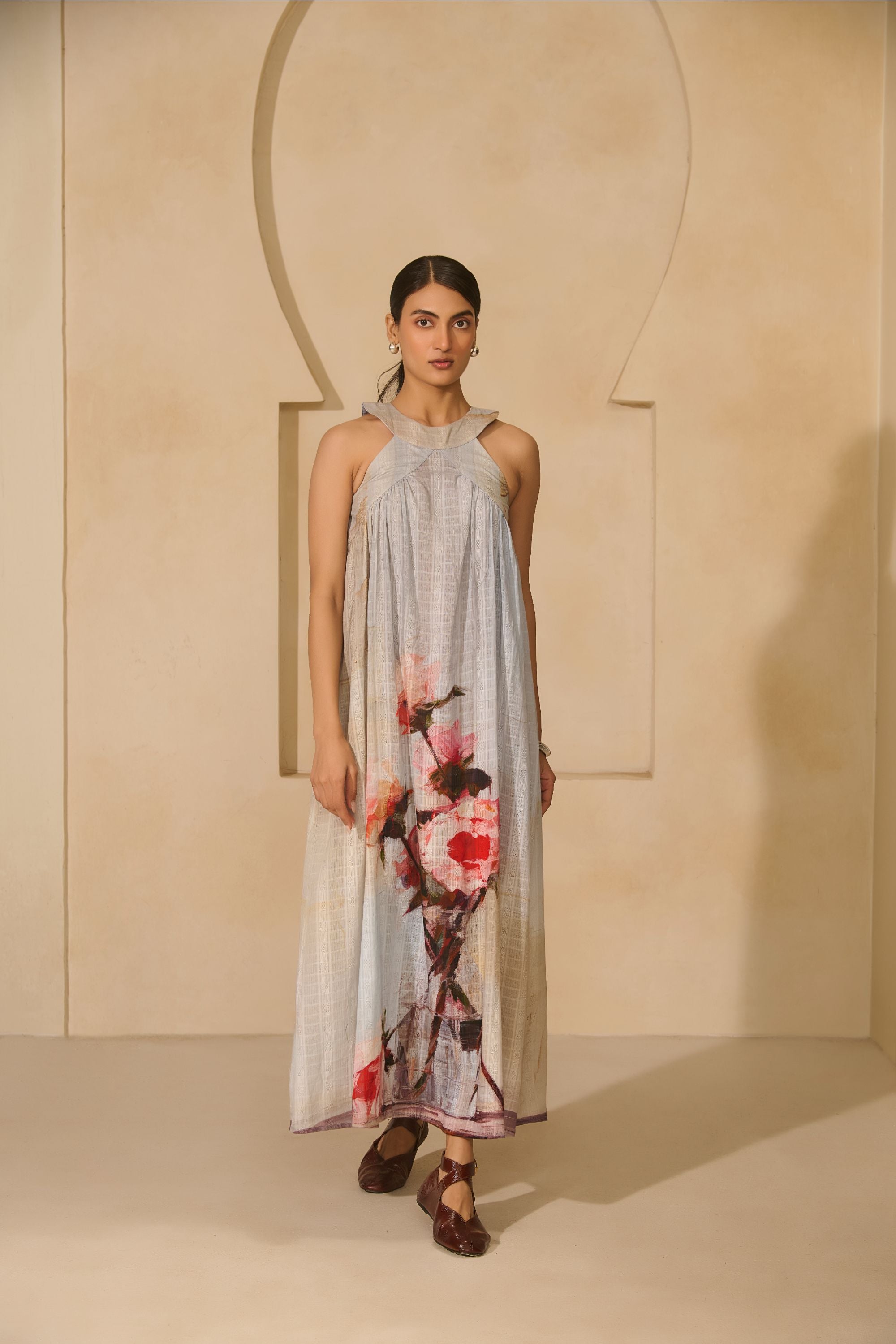 Halter Maxi dress of Hand Paint Look.