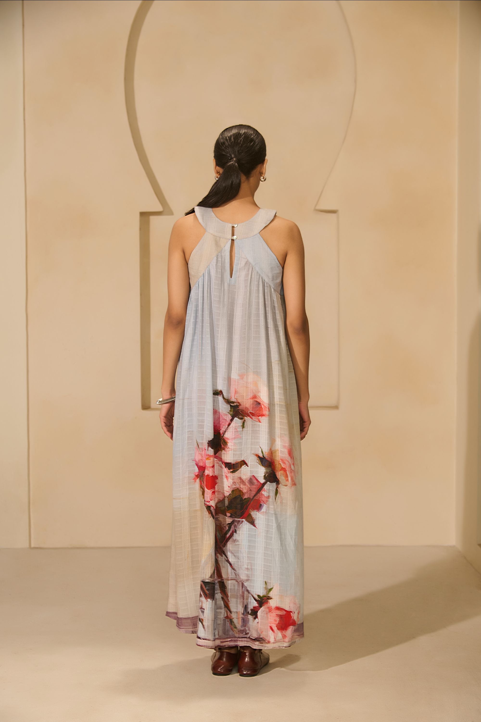 Halter Maxi dress of Hand Paint Look.