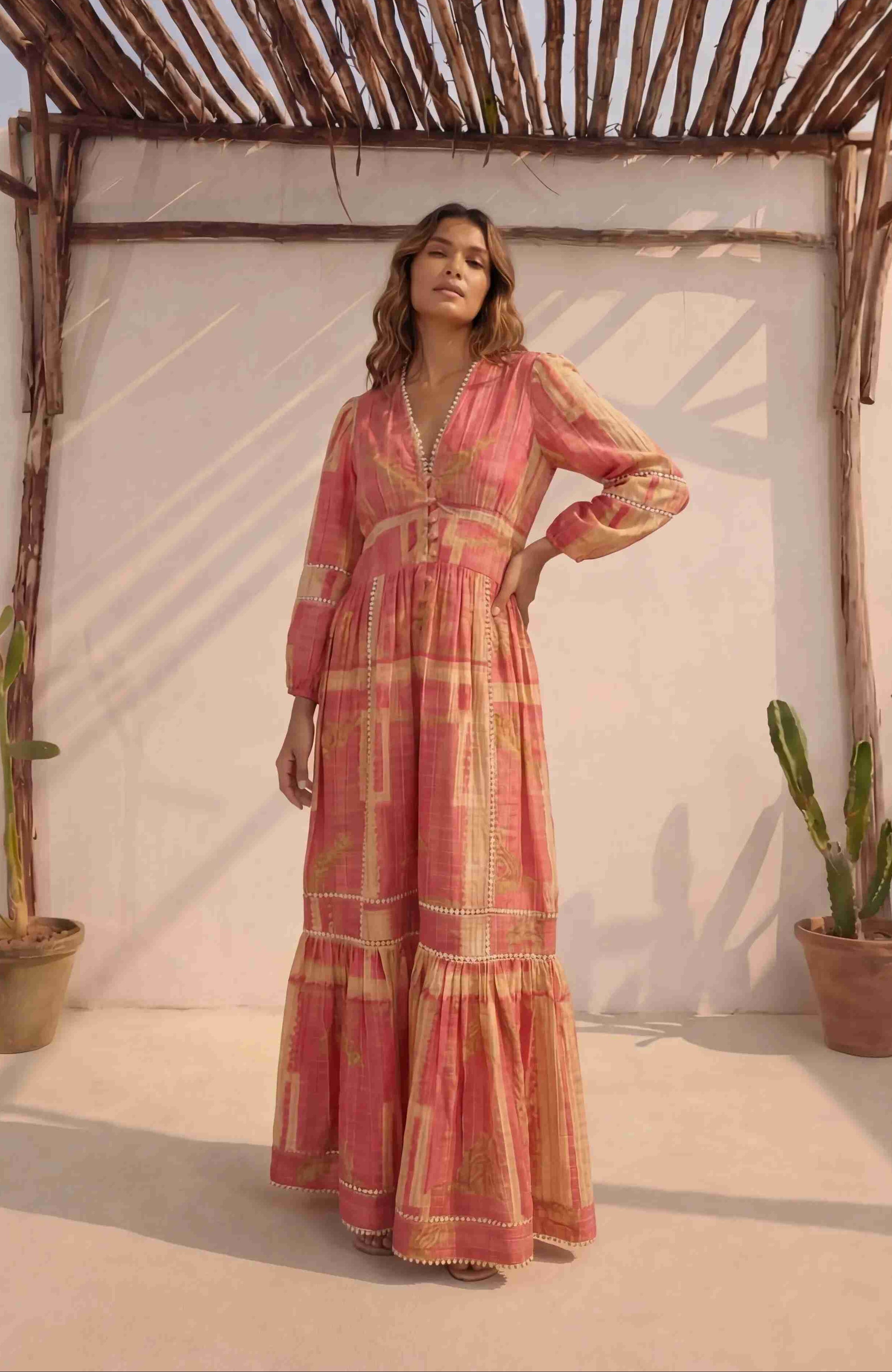 Pink Cocoa Forest Maxi Dress.