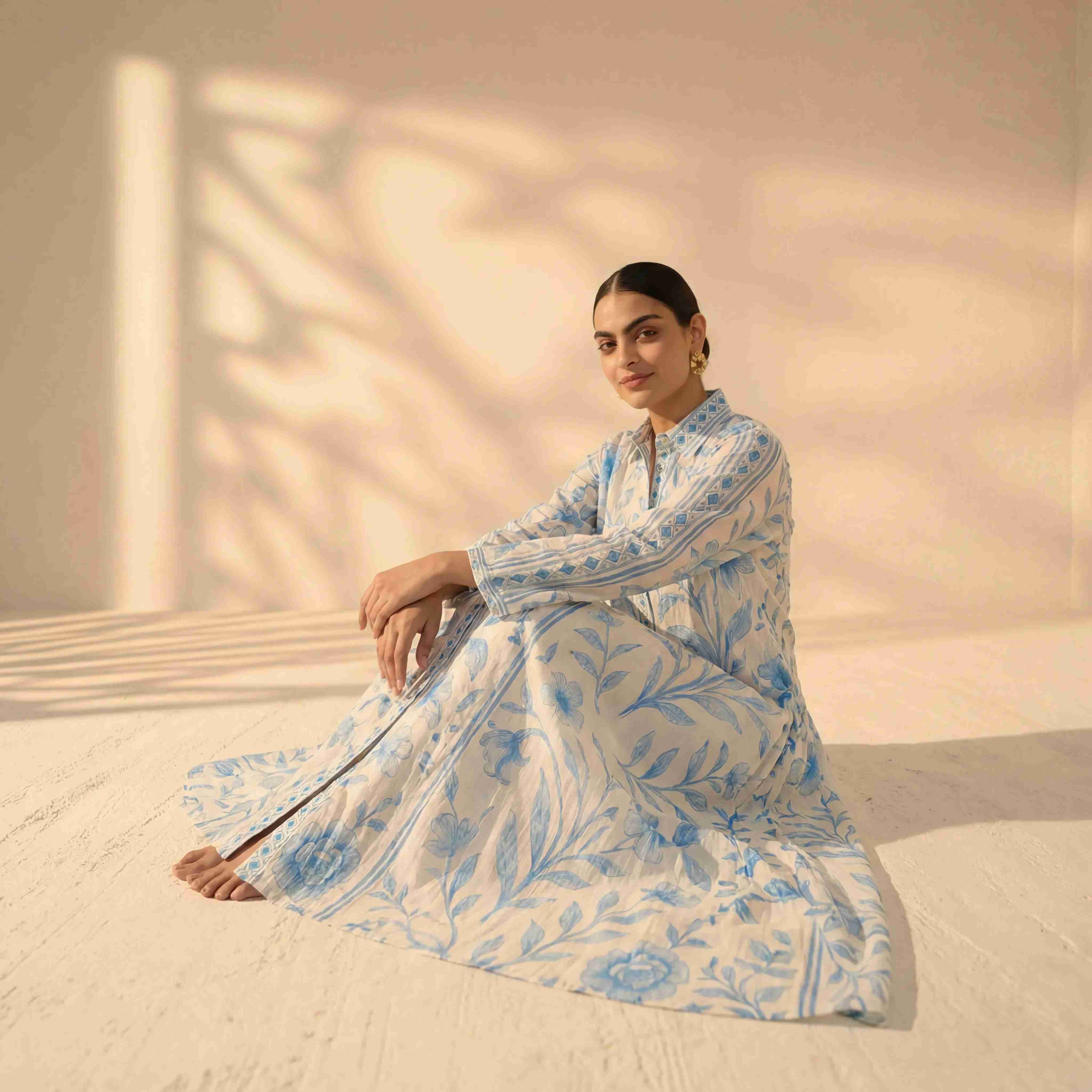 The Serene Sky Floral Shirt-Dress.