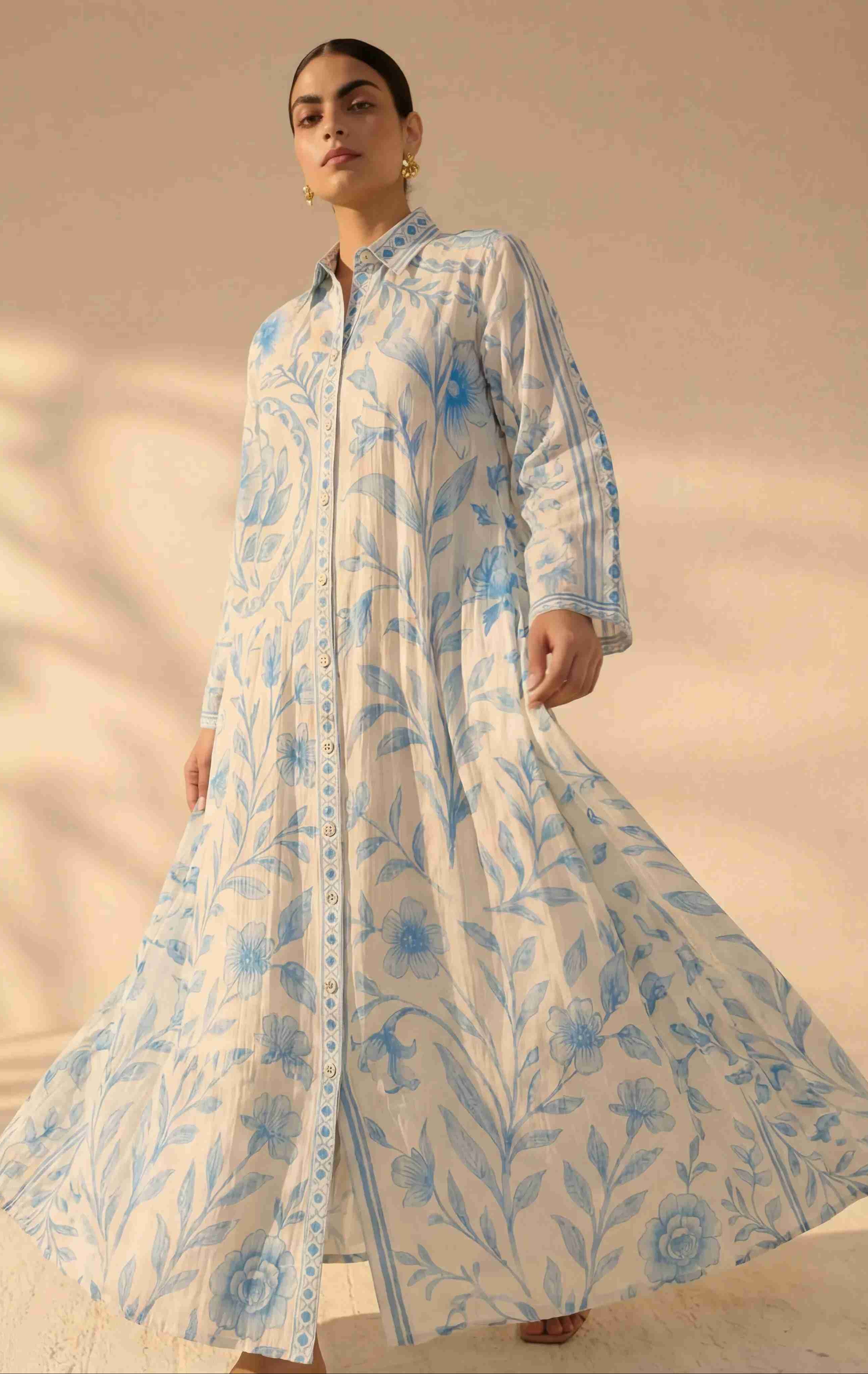 The Serene Sky Floral Shirt-Dress.