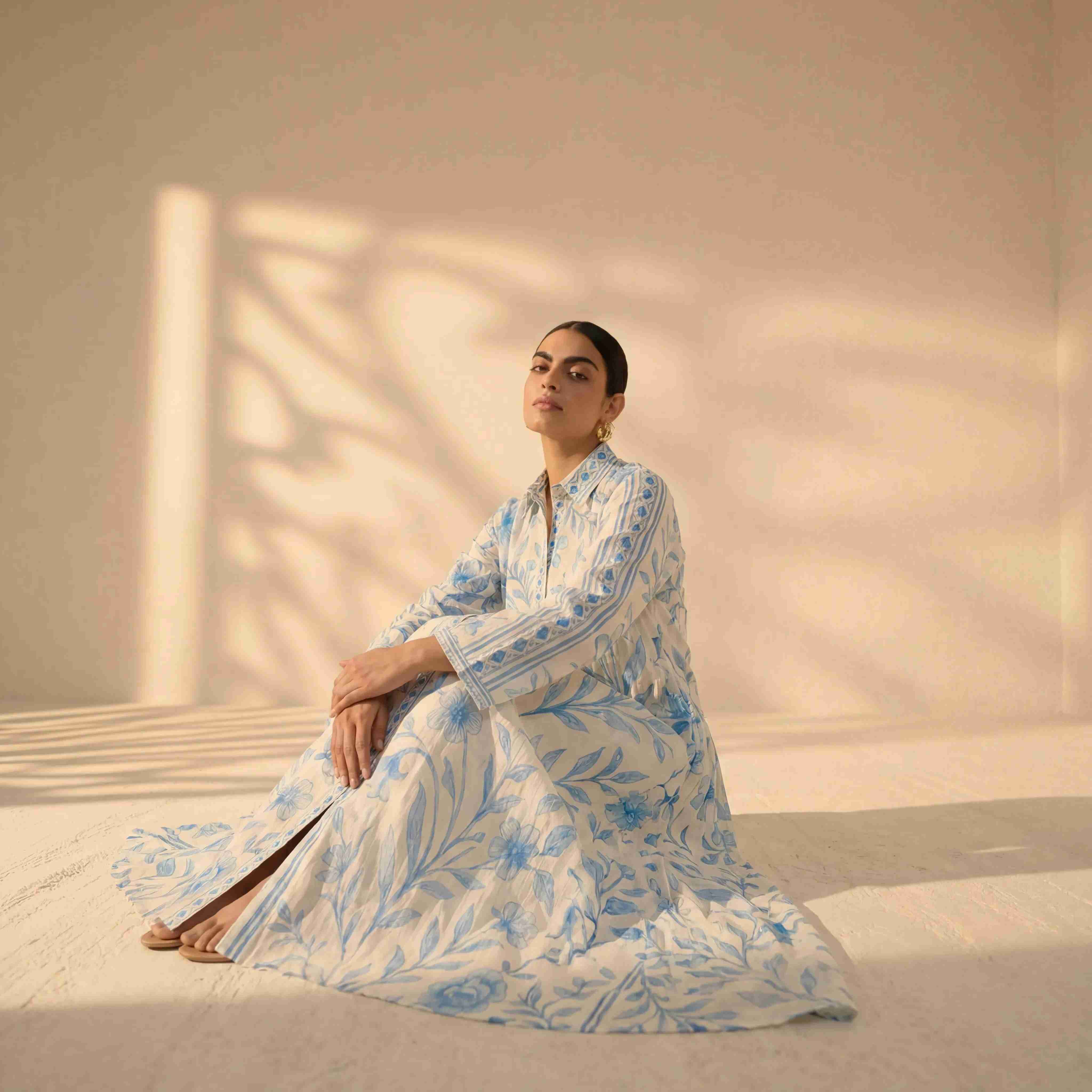 The Serene Sky Floral Shirt-Dress.