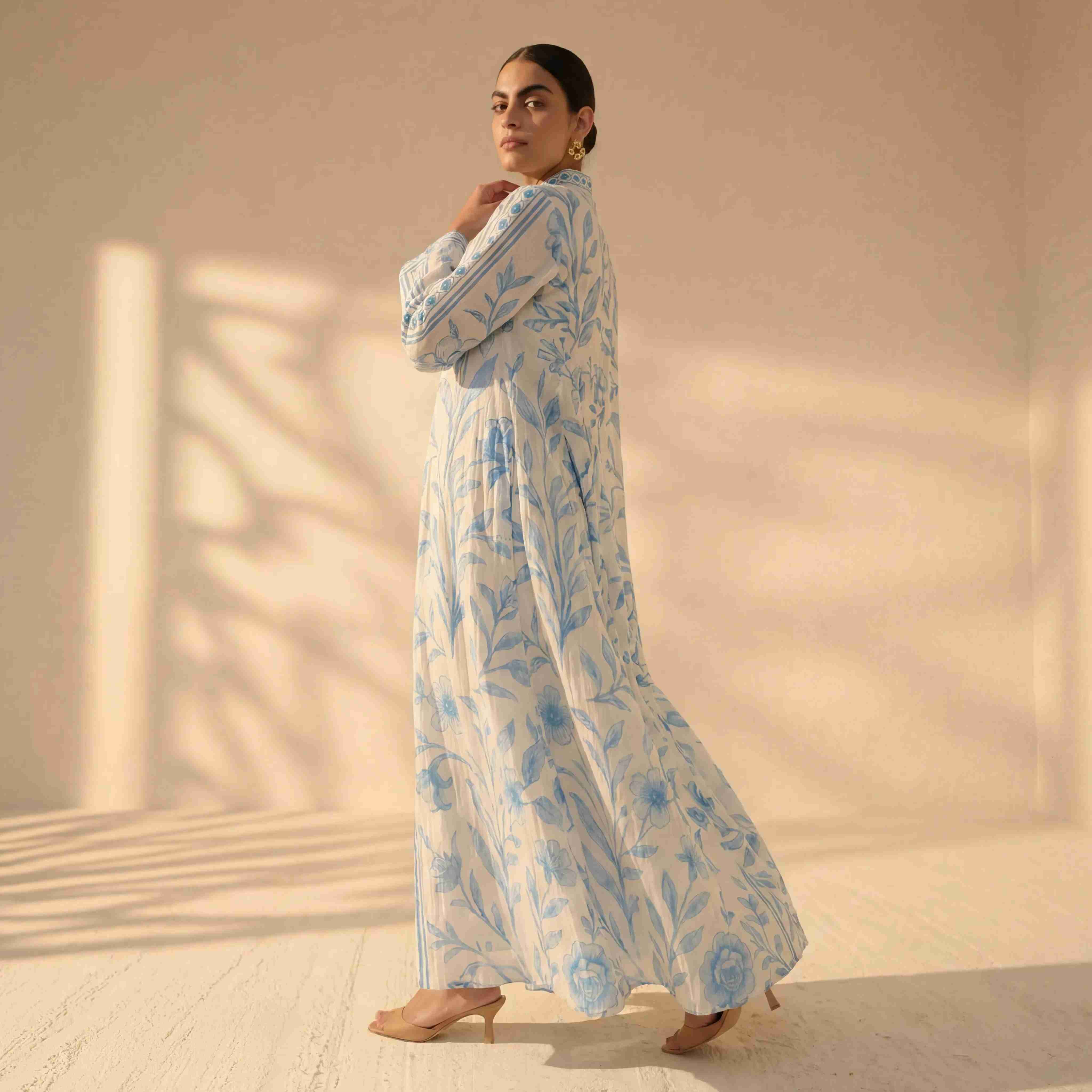 The Serene Sky Floral Shirt-Dress.