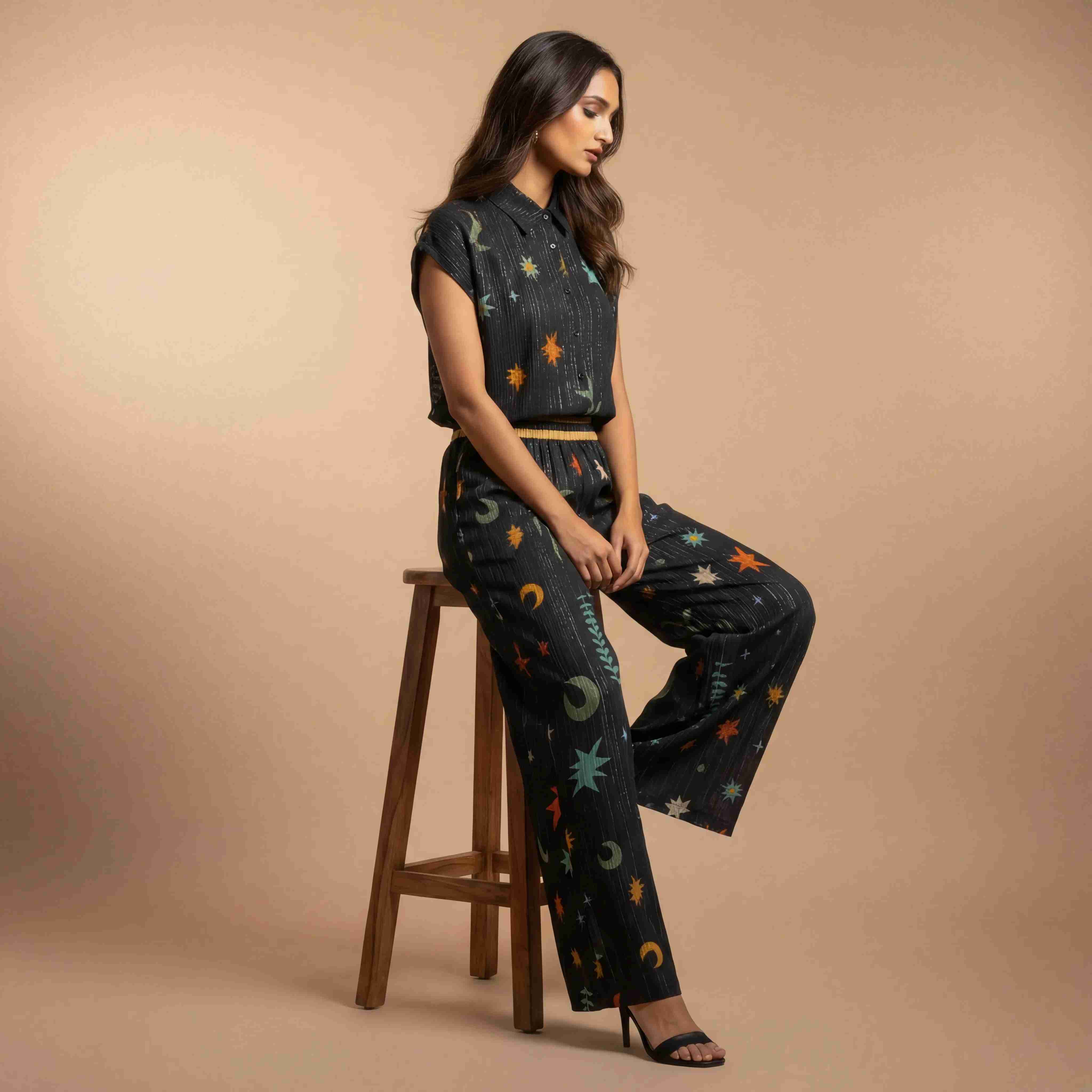 Two-piece co-ord set with Star & Moon Print