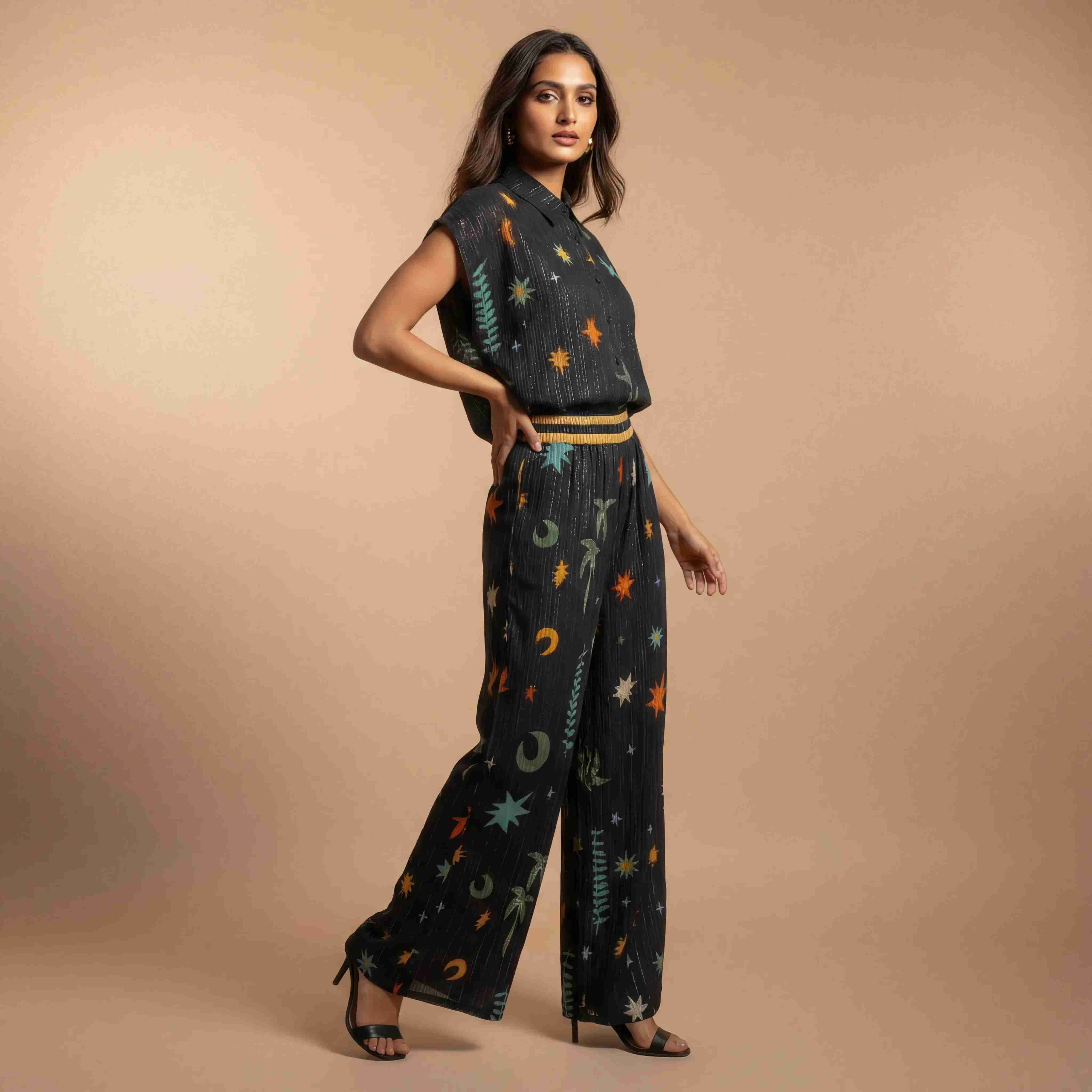 Two-piece co-ord set with Star & Moon Print