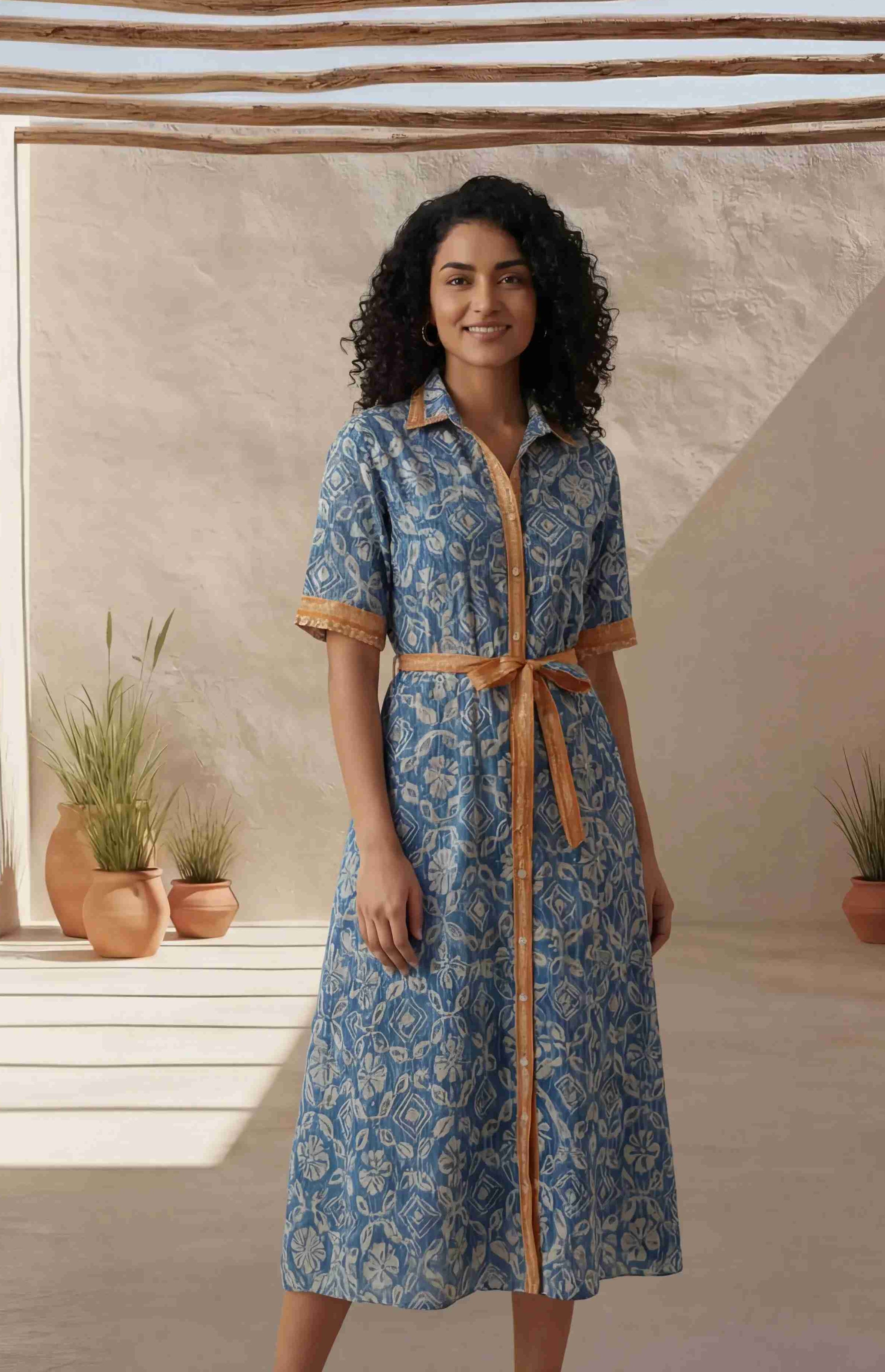 Floral Print Button Down Shirt Dress