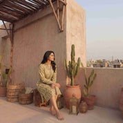 Olive Leaf Print Belted Shirt Dress