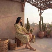 Olive Leaf Print Belted Shirt Dress