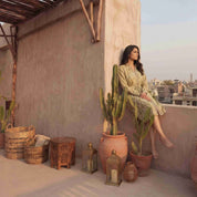 Olive Leaf Print Belted Shirt Dress