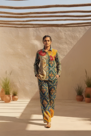 Turquoise Ornate Print Cotton Co-ord Set