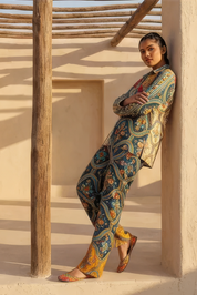 Turquoise Ornate Print Cotton Co-ord Set