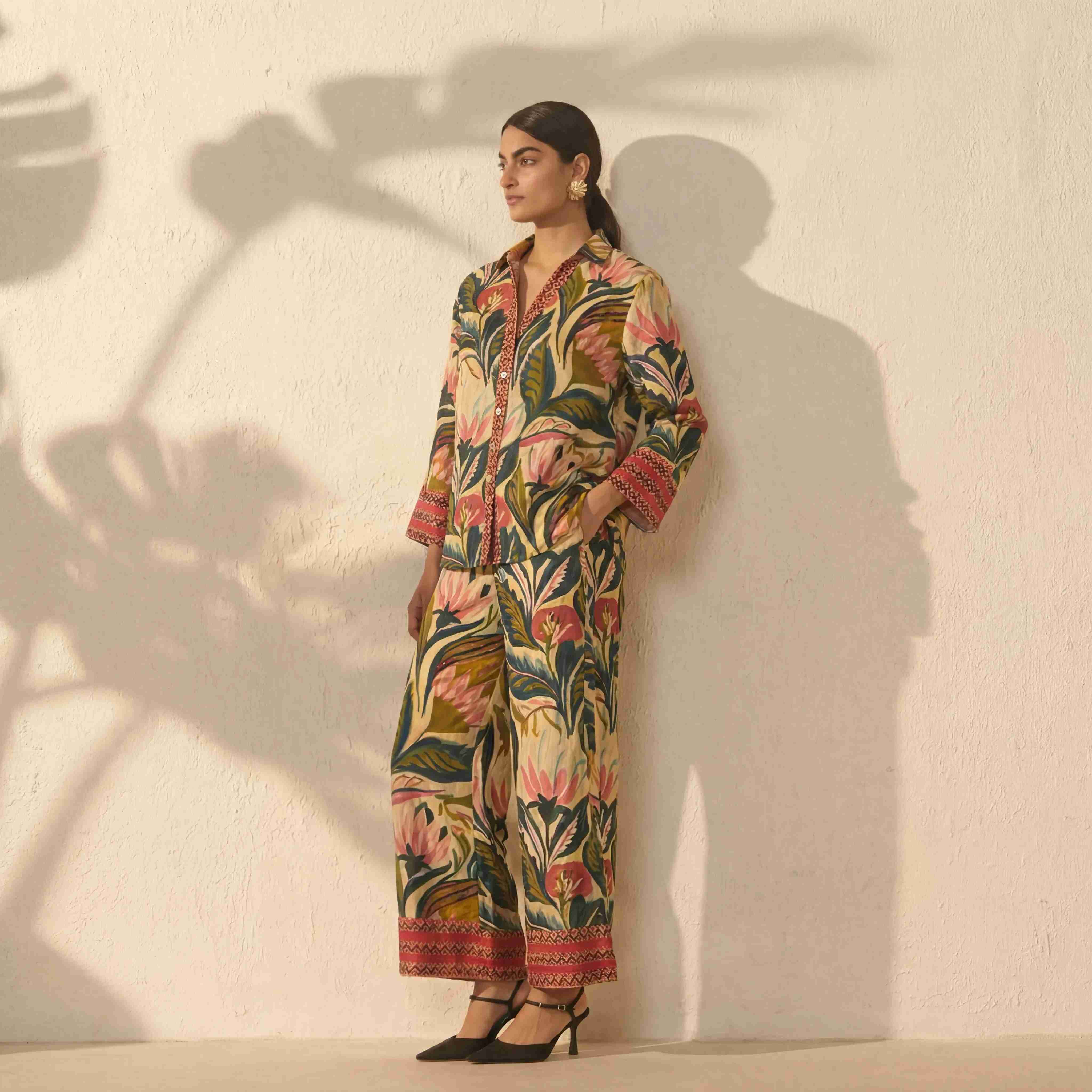 Moss Green Floral Tapestry Two Piece Set