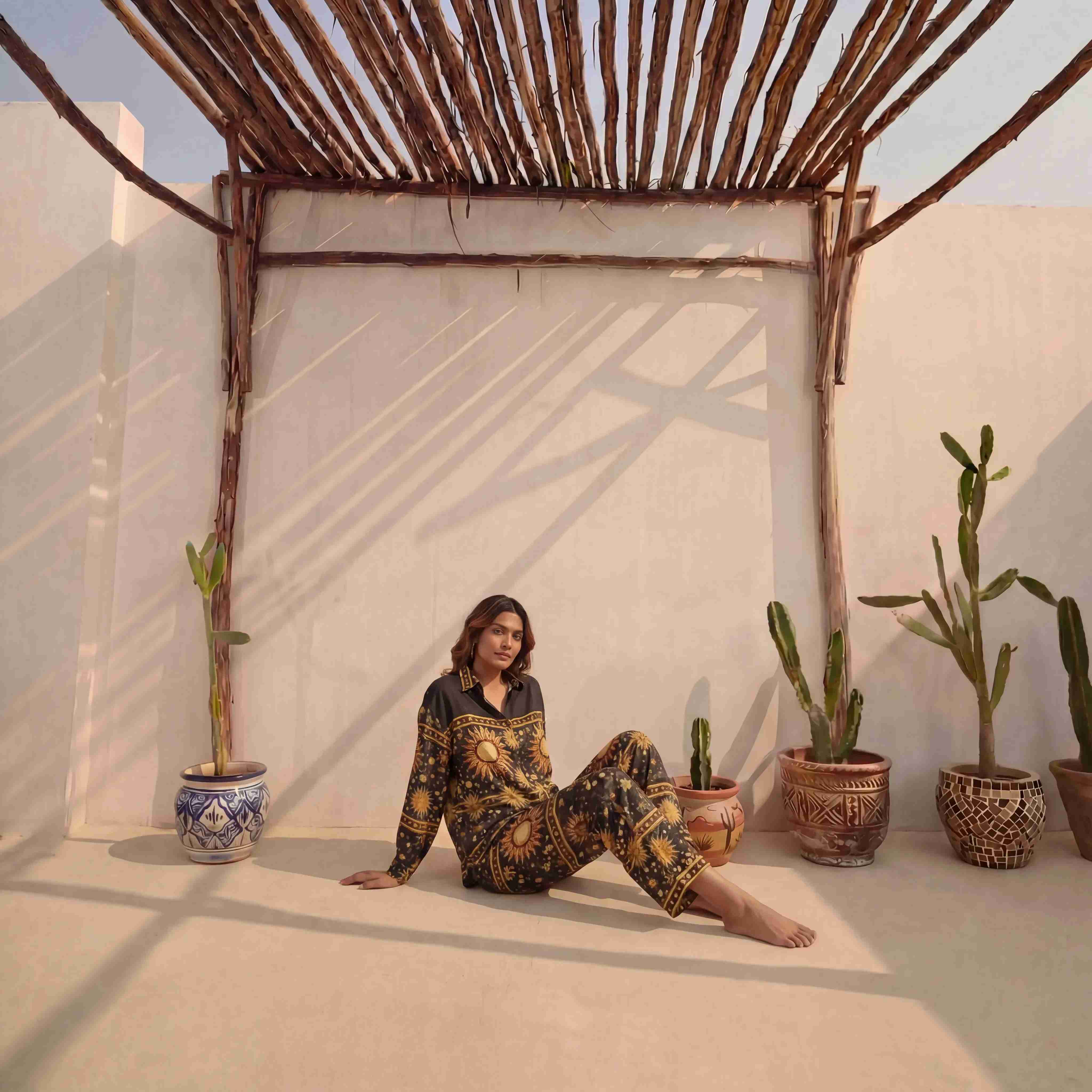 Black and Gold Celestial Print Co-ord Set