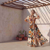 Amber Symmetrical Print Belted Shirt Dress