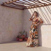 Amber Symmetrical Print Belted Shirt Dress